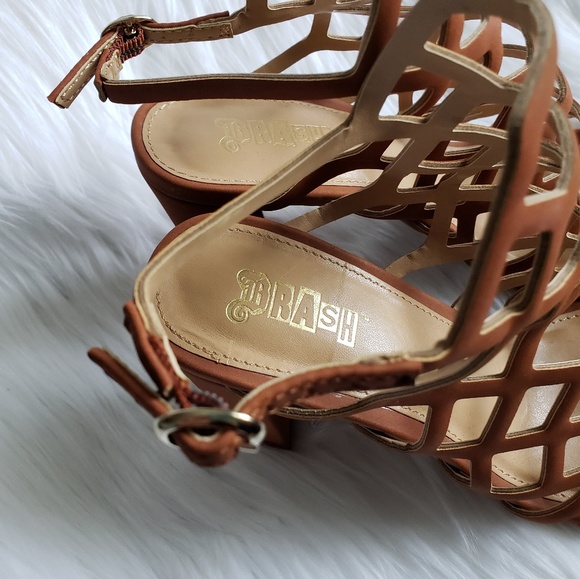 SOLD!! Brash Caged Tan Brown Sandal Heels 8.5 - Picture 5 of 8